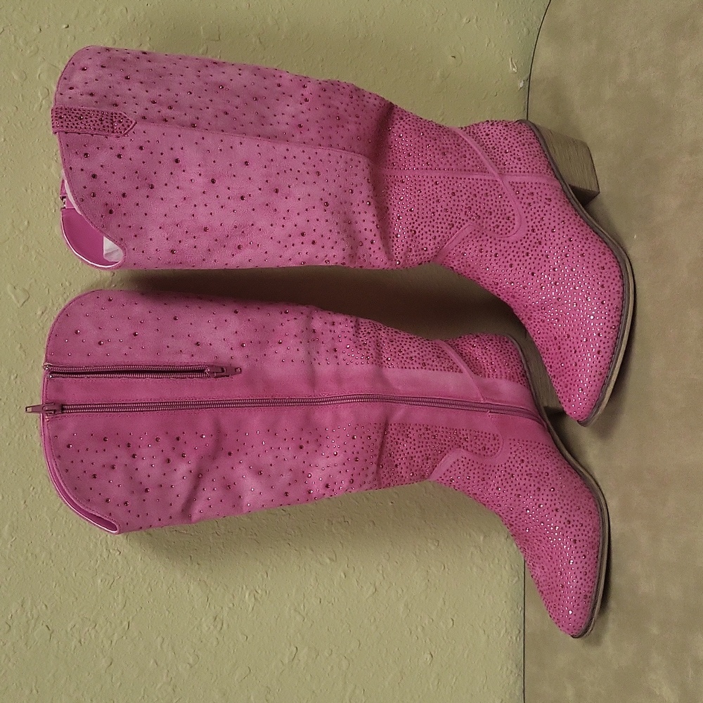 Pierre Dumas rhinestone knee high boots